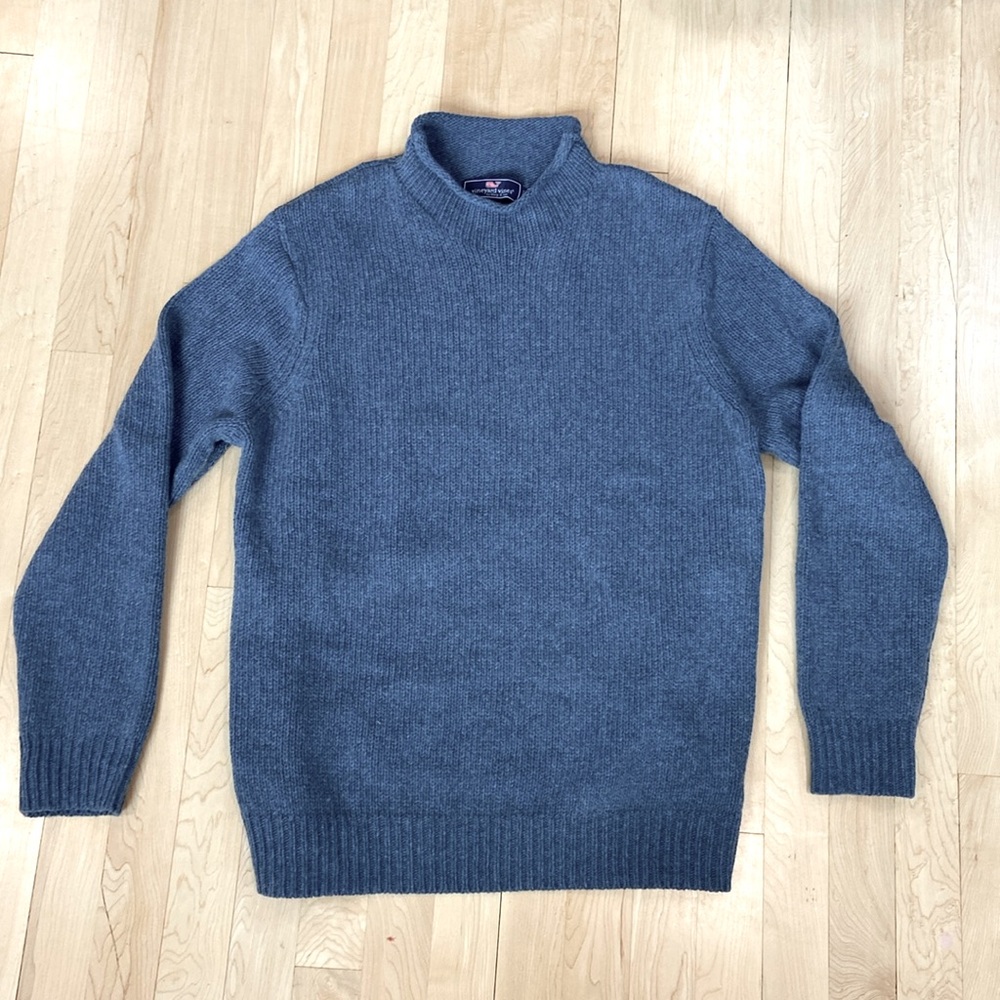 NWT Vineyard Vines Mens Chunky Roll Neck Sweater. Color Blue Moon Medium